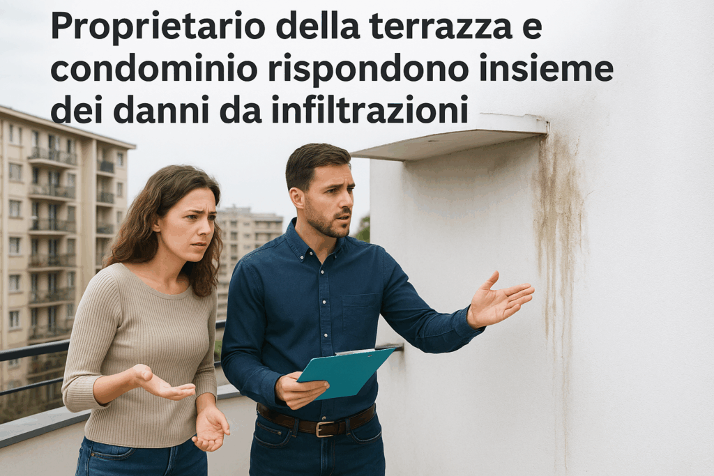 Proprietario della terrazza e condominio rispondono insieme dei danni da infiltrazioni